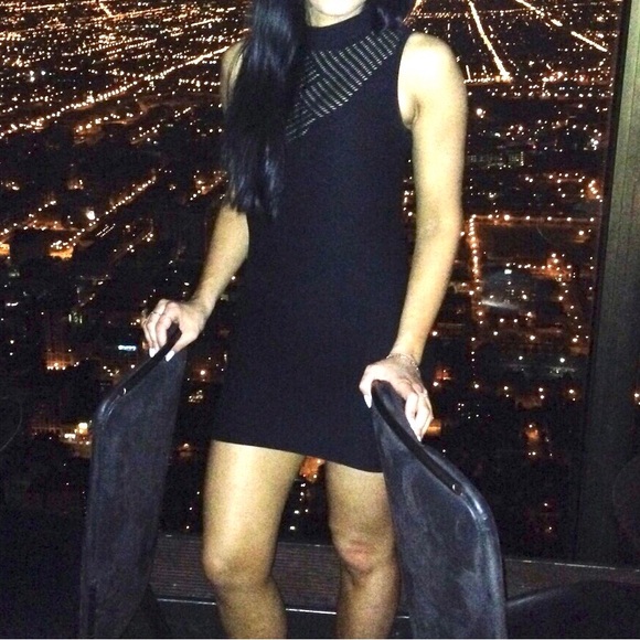 Black Bebe Mini Dress, bandage stretch material, Small - Picture 1 of 5